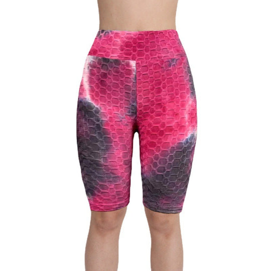 European And American Ink Jacquard Tie-dyed Bubble Short Yoga Pants Fitness Exercise