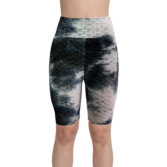 European And American Ink Jacquard Tie-dyed Bubble Short Yoga Pants Fitness Exercise