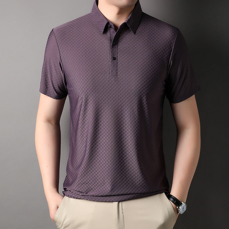 Men's Youth Jacquard Square Short-sleeved Polo Shirt