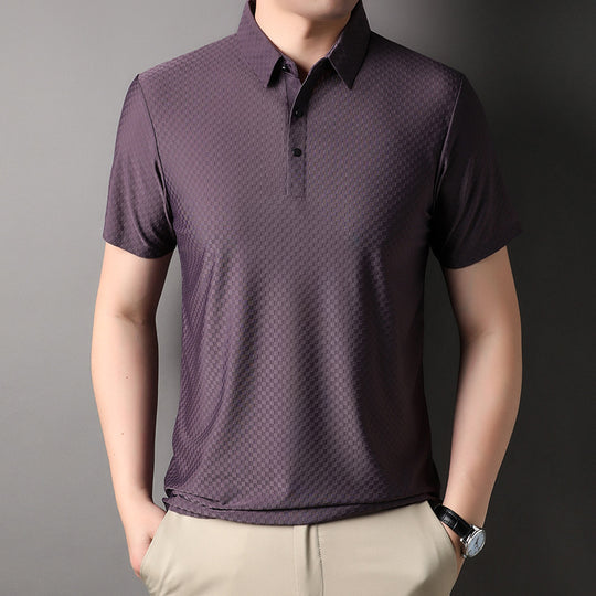 Men's Youth Jacquard Square Short-sleeved Polo Shirt