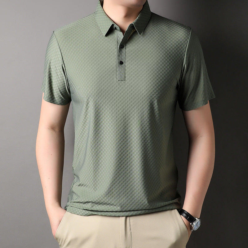 Men's Youth Jacquard Square Short-sleeved Polo Shirt