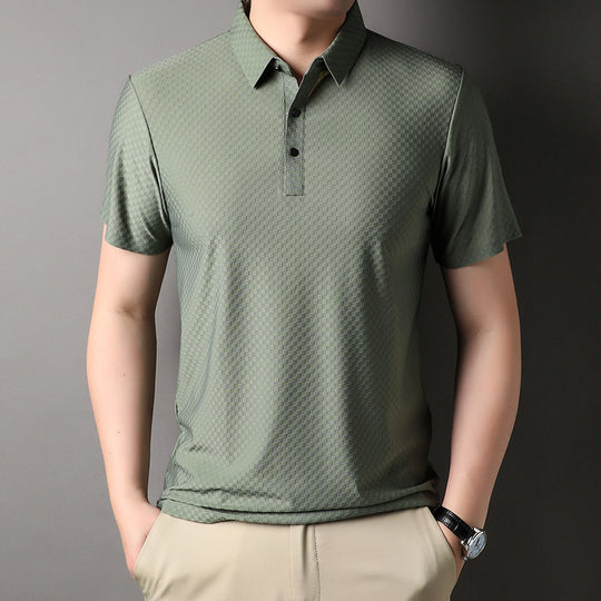 Men's Youth Jacquard Square Short-sleeved Polo Shirt