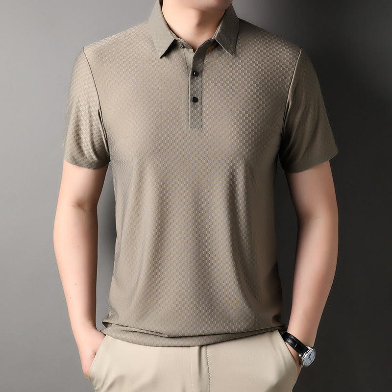 Men's Youth Jacquard Square Short-sleeved Polo Shirt