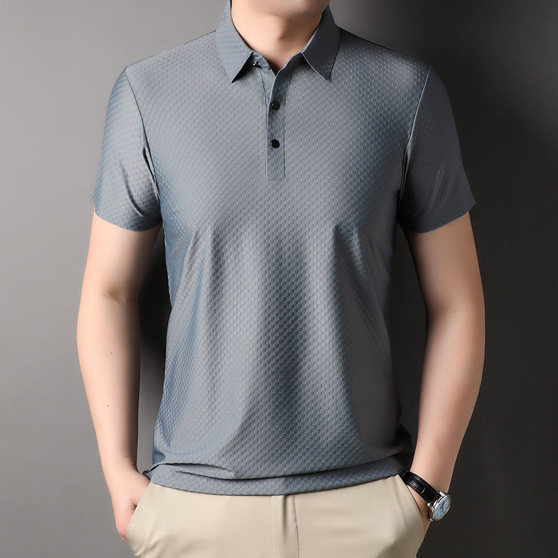 Men's Youth Jacquard Square Short-sleeved Polo Shirt