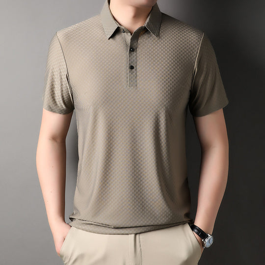 Men's Youth Jacquard Square Short-sleeved Polo Shirt
