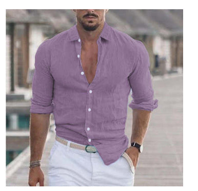 Men's Solid Color Casual Long Sleeve Shirt