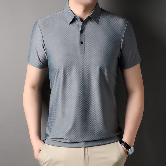 Men's Youth Jacquard Square Short-sleeved Polo Shirt