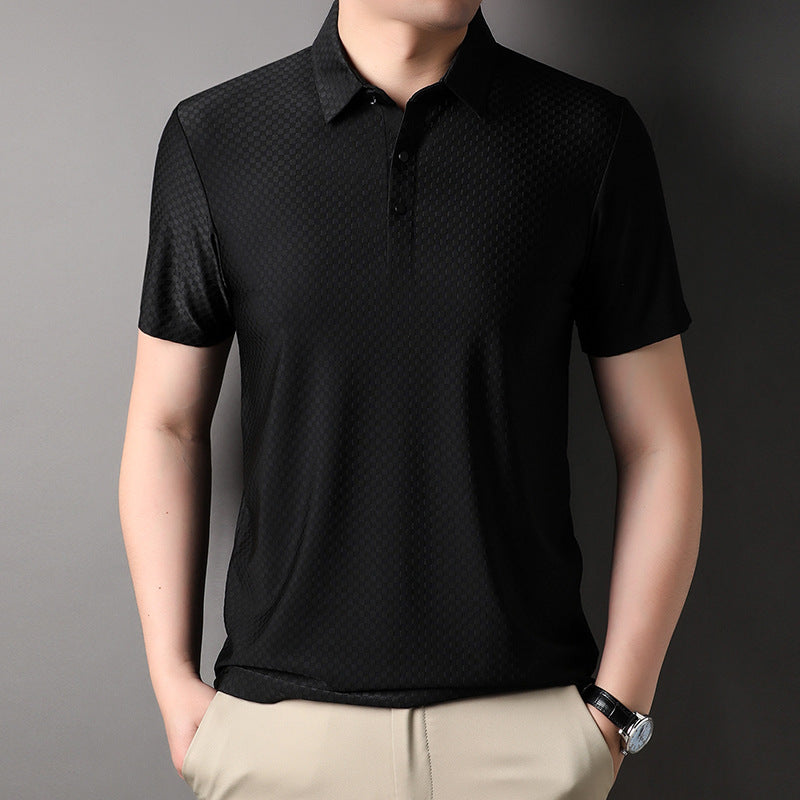 Men's Youth Jacquard Square Short-sleeved Polo Shirt