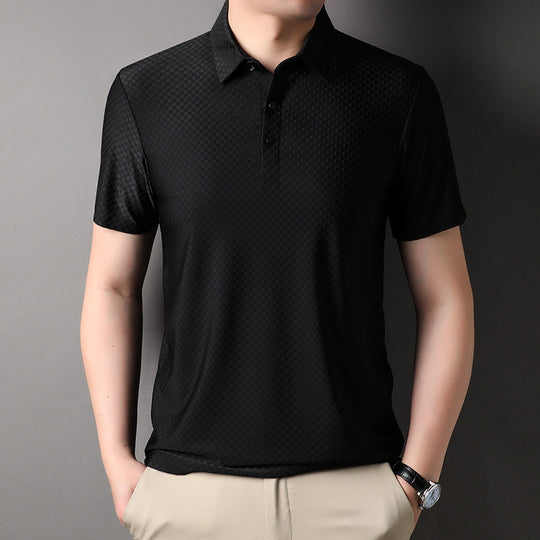 Men's Youth Jacquard Square Short-sleeved Polo Shirt